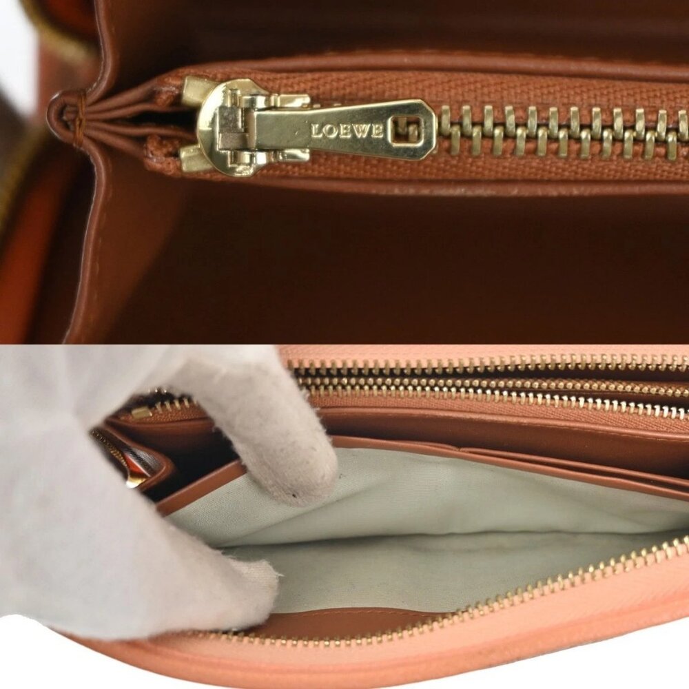 LOEWE Anagram Zipper Around Long Wallet Leather Brown Pink GHW Spain 31KB947 - Picture 12 of 14